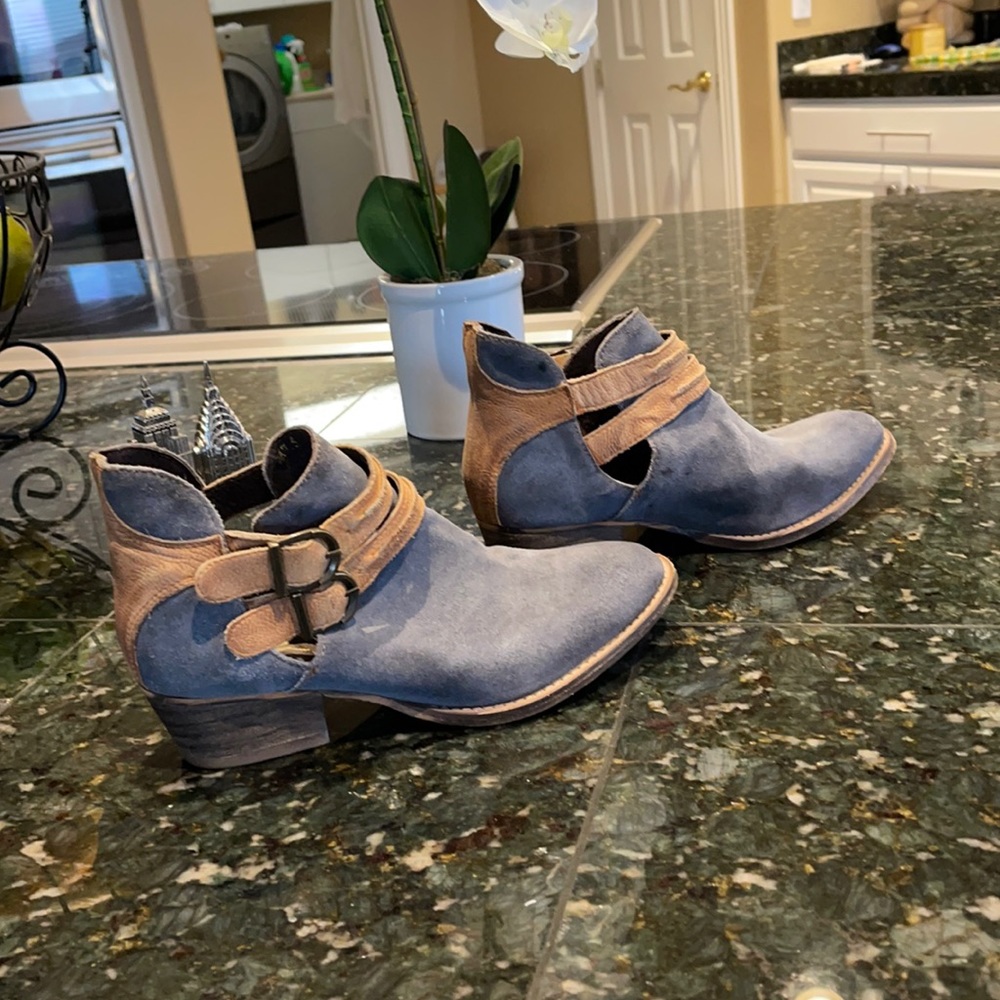 Ankle blue Swede boots